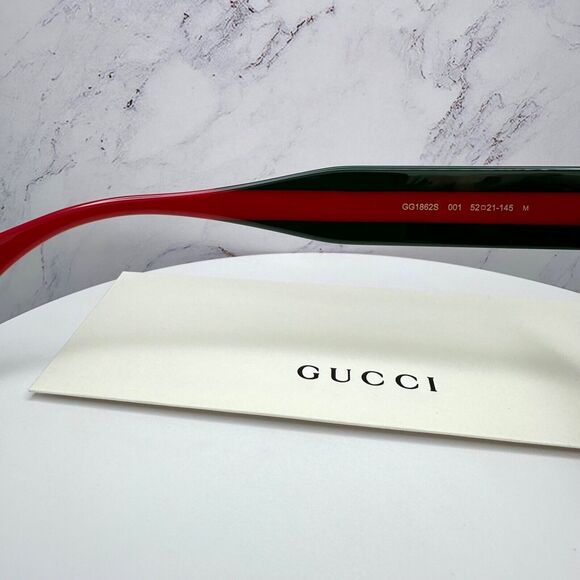 CLASSY GUCCI Sunglasses Black Gold Newest Collection GG1862S Metal Logo Cat Eye - Picture 10 of 16